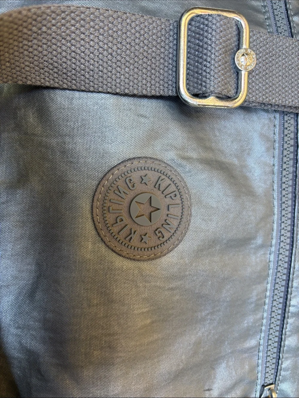 Kipling Metallic Gray Crossbody Bag